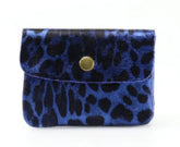 Leather Leopard Print Purse - Royal Blue